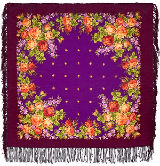 Premium scarf Varenka, wool, garnet - 89x89cm