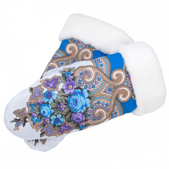 Manusi de colectie, Katinka flower,  albastru multicolor, marime medie L