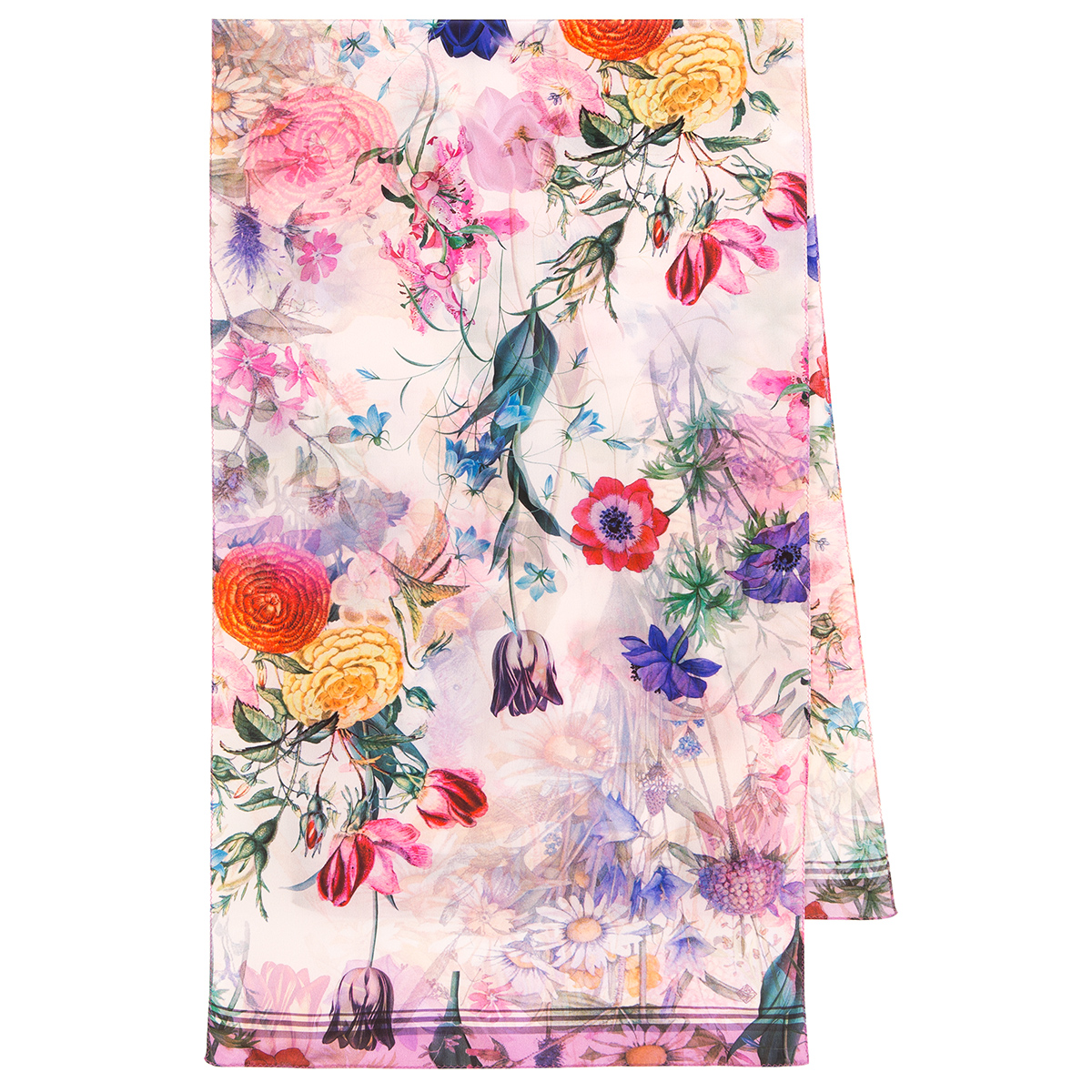 Esarfa premium Spring feeria din matase crepe de chine, 150x43cm
