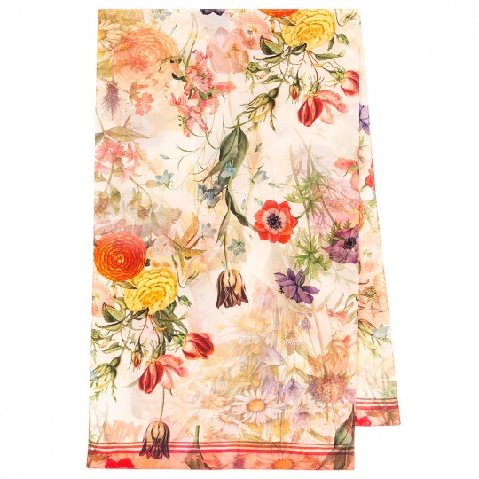 Premium scarf Spring feeria, crepe de chine silk - 150x43cm