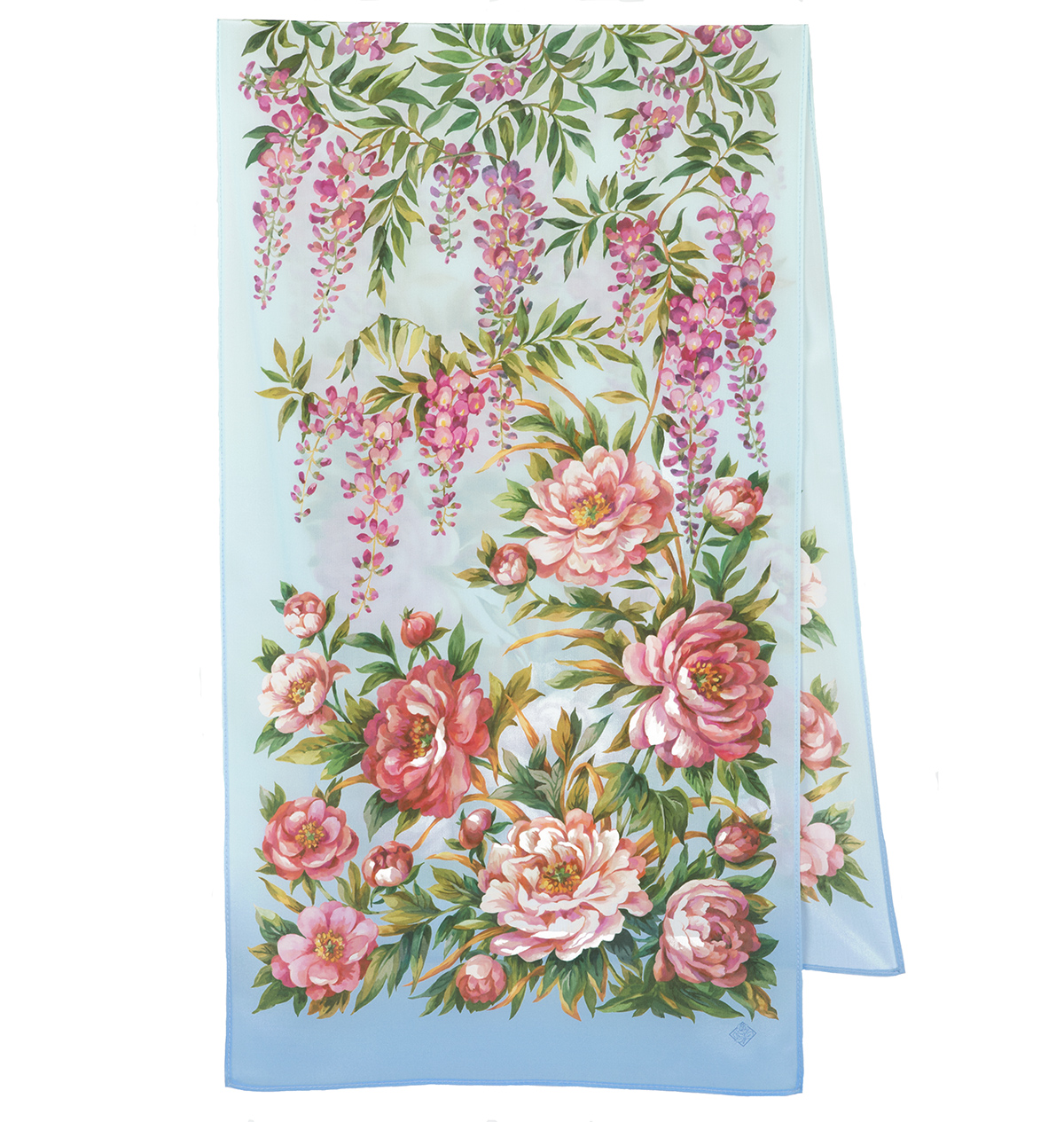 Esarfa premium Garden of Eden din matase crepe de chine, 150x43cm