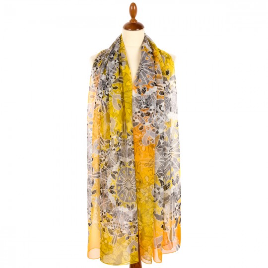 Premium scarf Dandelion, natural silk - 200x85cm