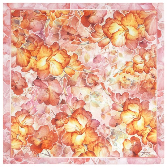 Premium scarf Gladiola, crepe de chine silk - 65x65cm