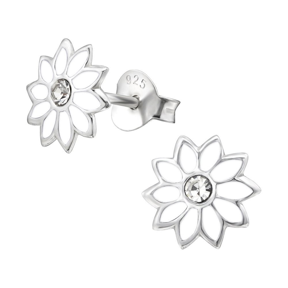 Flower earrings, 925 silver, 8mm