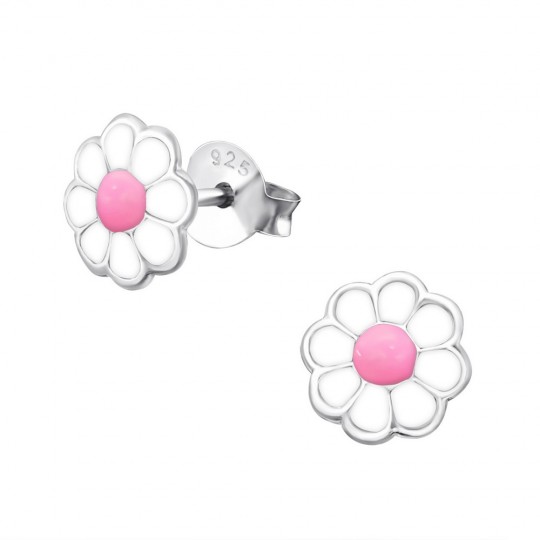 Flower earrings, 925 silver, 7mm