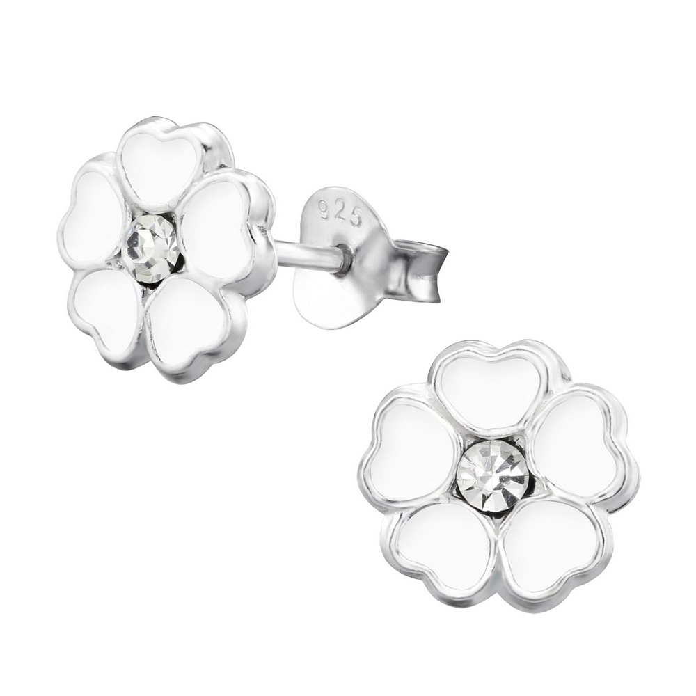 Flower earrings, 925 silver, 8mm