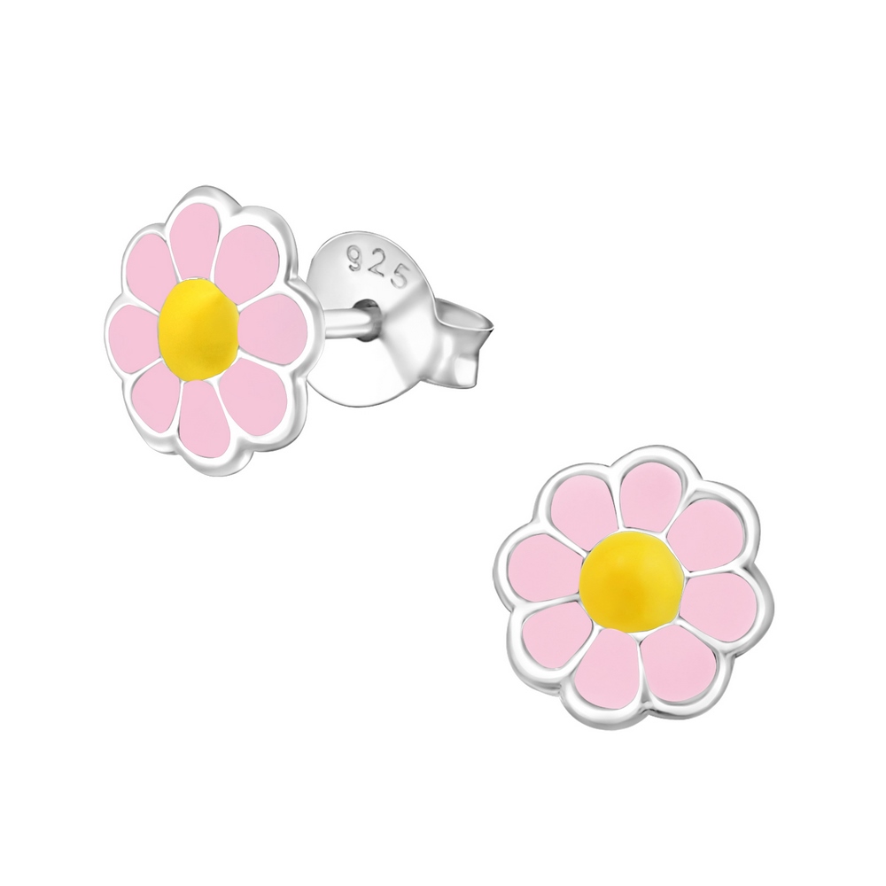 Flower earrings, 925 silver, 7mm