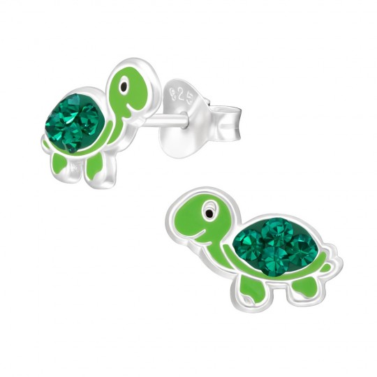 Turtle earrings, 925 silver, 10x7mm