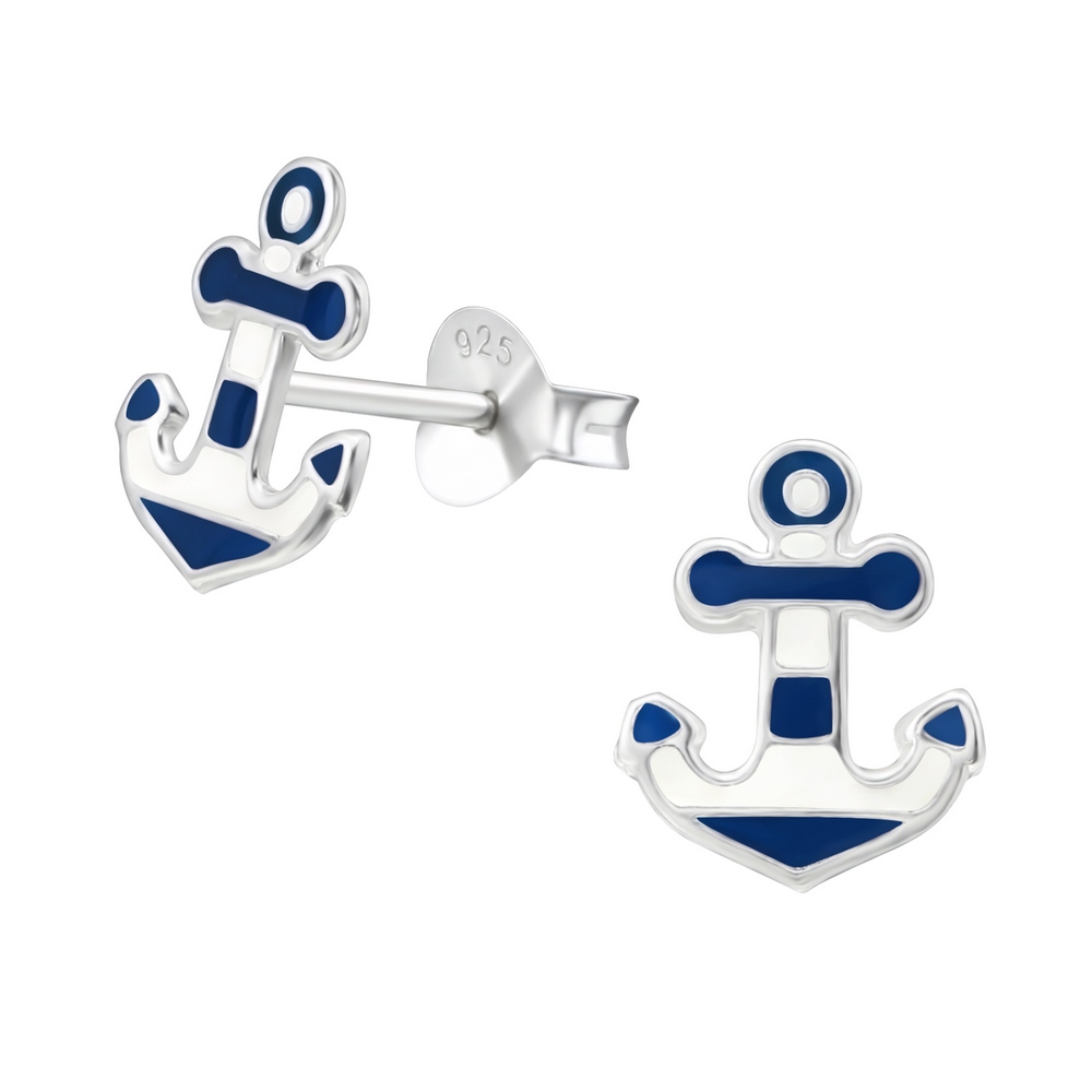 Anchor earrings, 925 silver, 8x10mm
