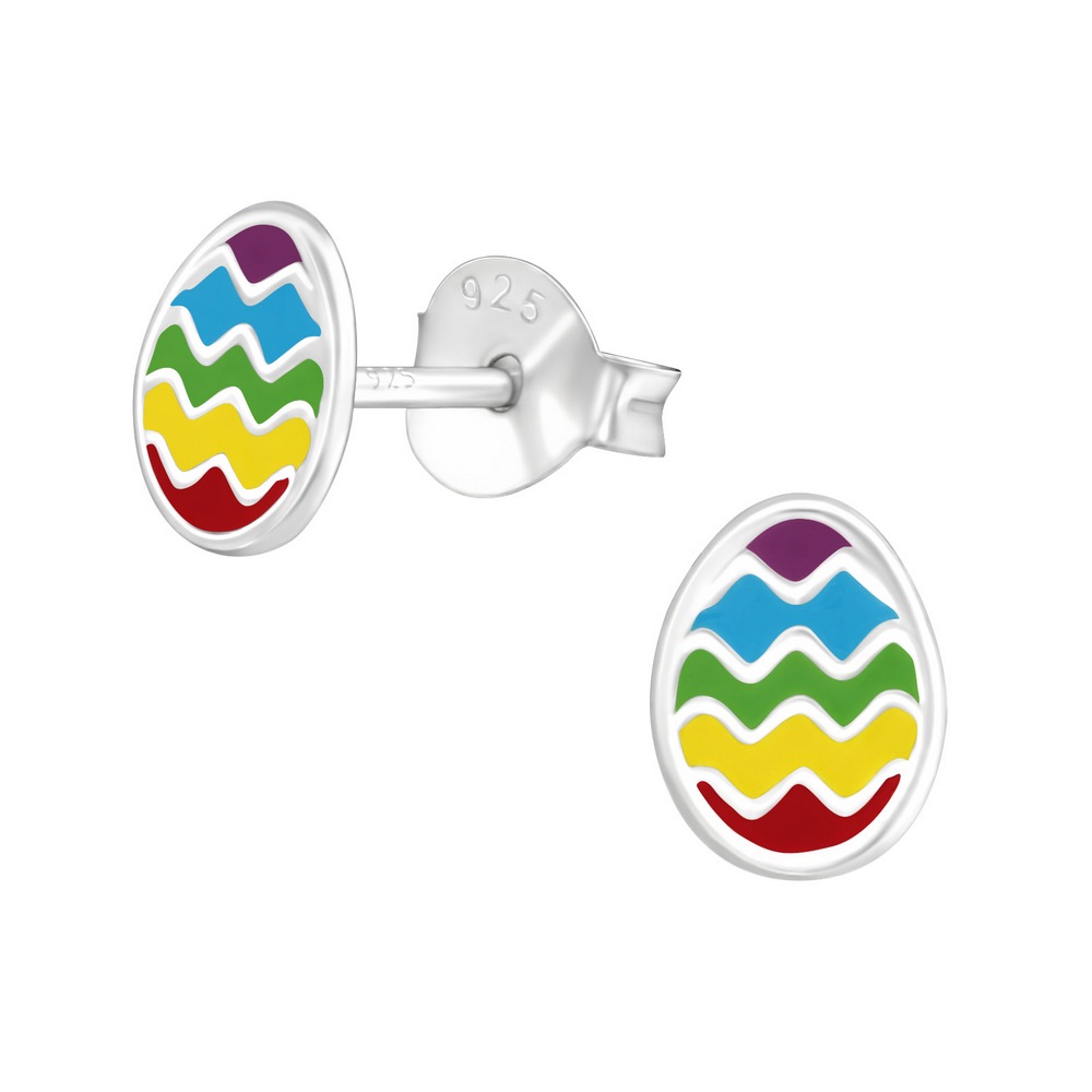 Coloured egg earrings, 925 silver, 5x6mm