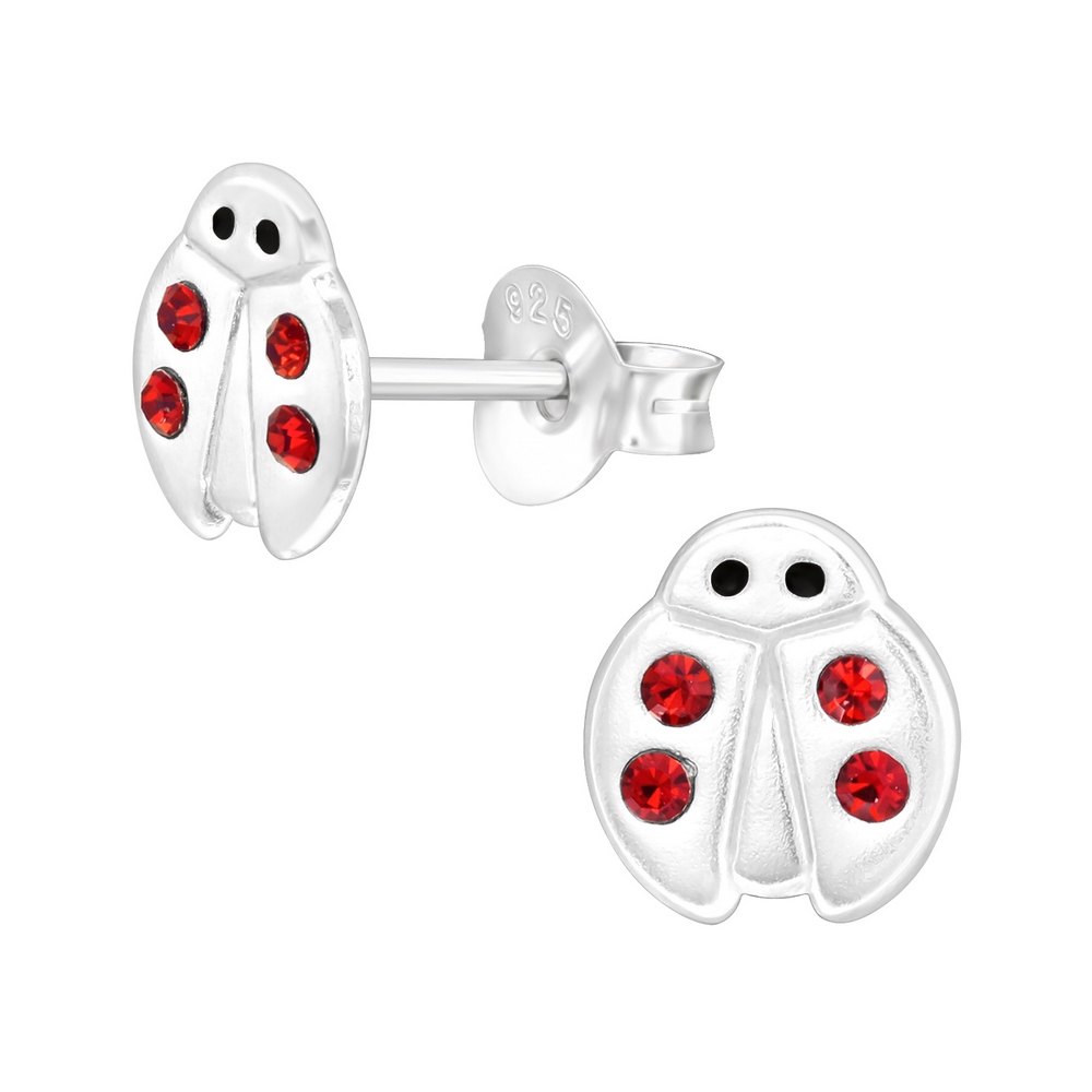 Ladybug earrings, 925 silver, 7x7mm