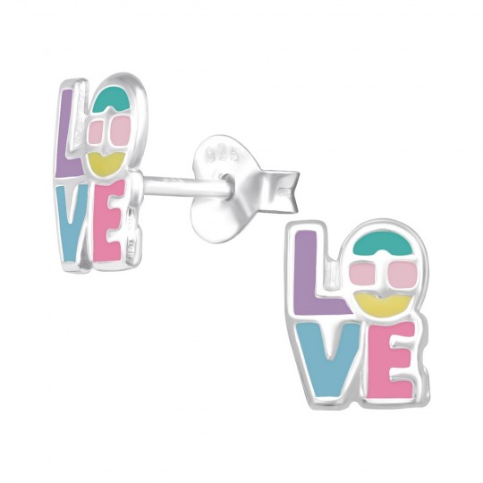 Love earrings, 925 silver, 6x8mm