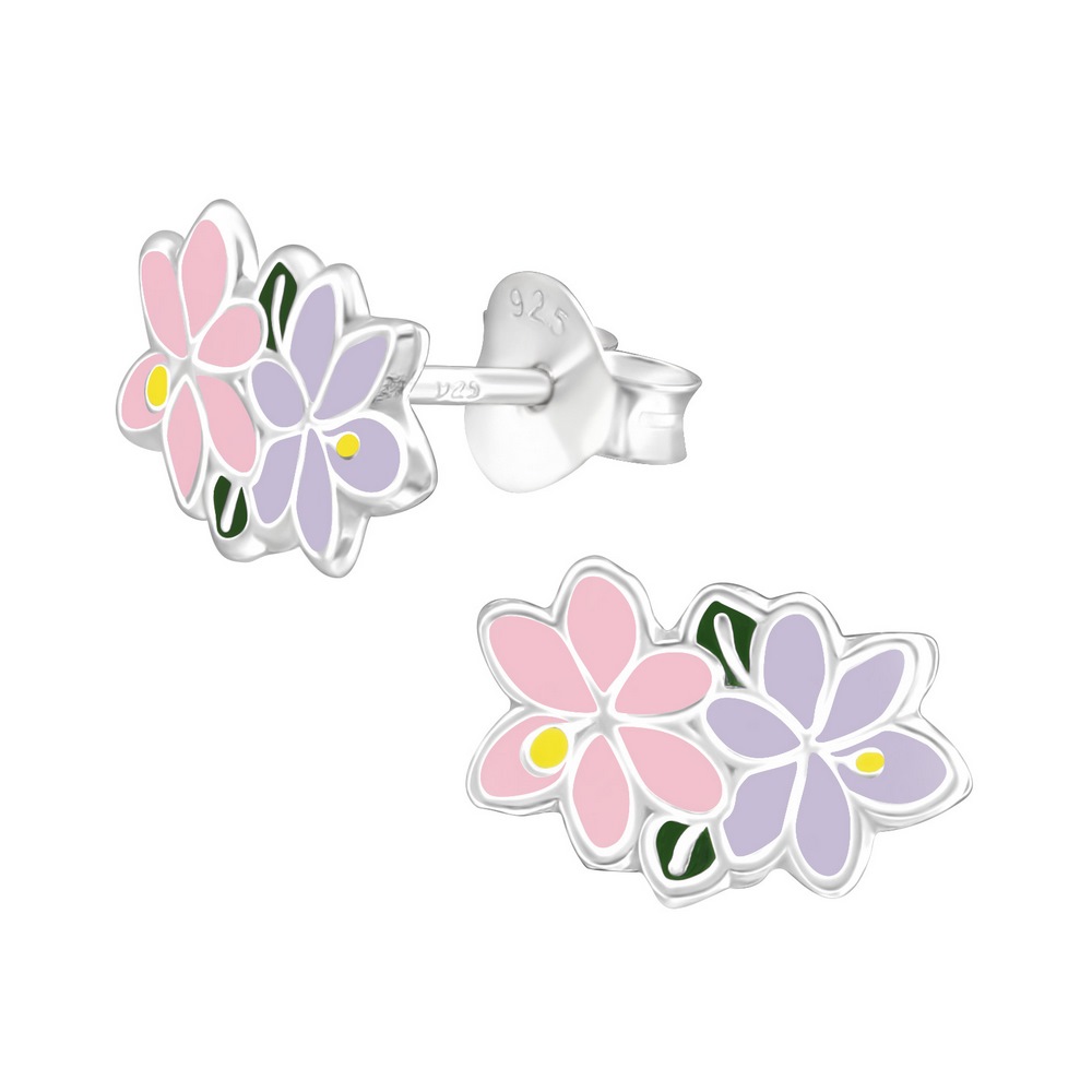 Cercei pentru copii flori de iasomie, argint 925, 7x10mm