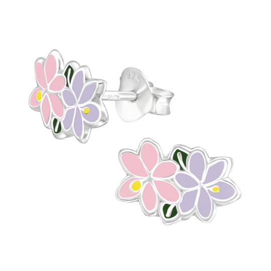 Cercei pentru copii flori de iasomie, argint 925, 7x10mm