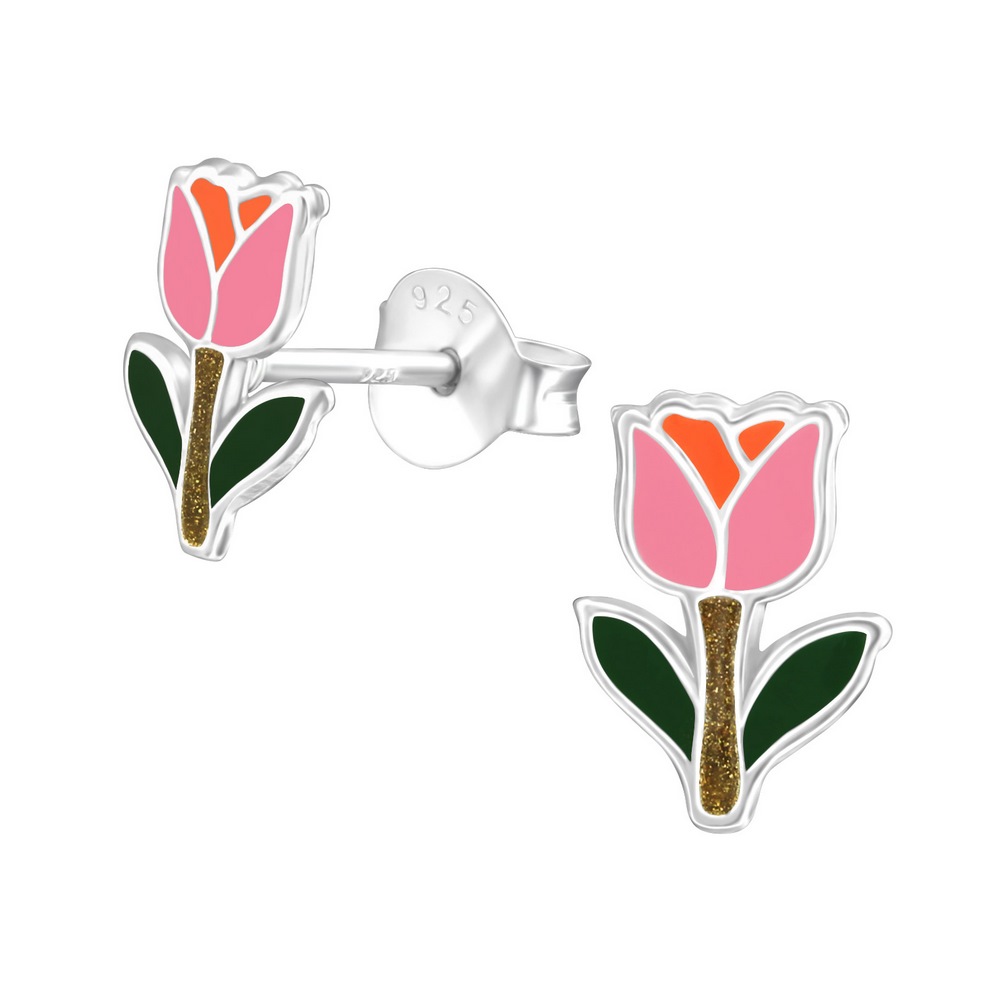 Tulip earrings, 925 silver, 6x9mm