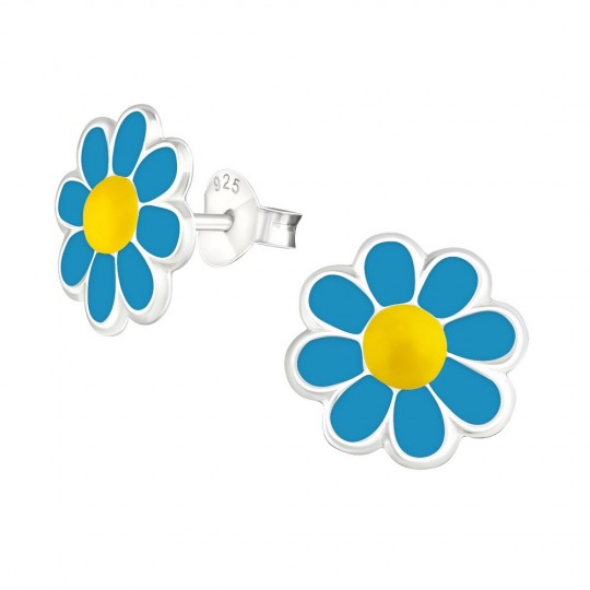 Cercei pentru copii floare, argint 925, 10x10mm