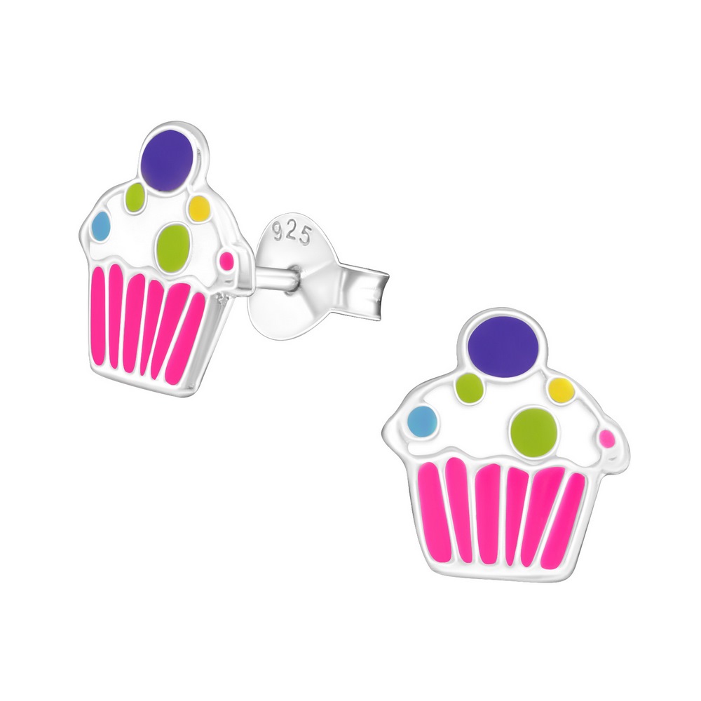 Cupcake earrings, 925 silver, 8x9mm