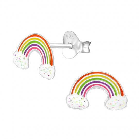 Rainbow earrings, 925 silver, 10x7mm