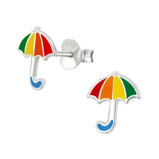 Cercei pentru copii umbreluta multicolora, argint 925, 9x8mm