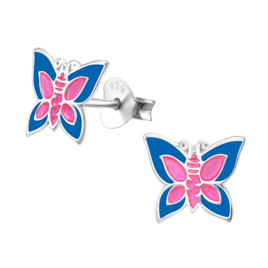 Butterfly earrings, 925 silver, 9x8mm