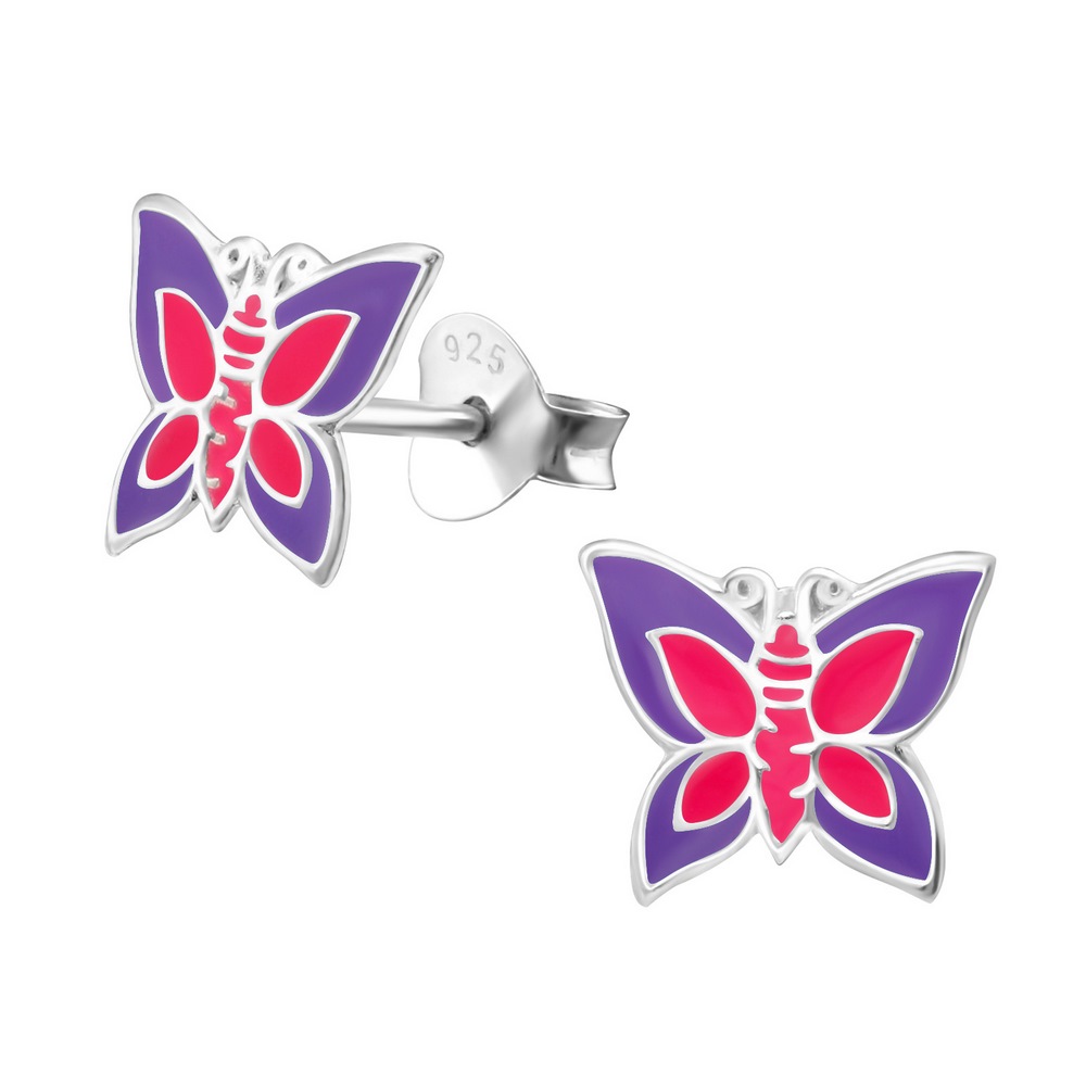 Butterfly earrings, 925 silver, 9x8mm