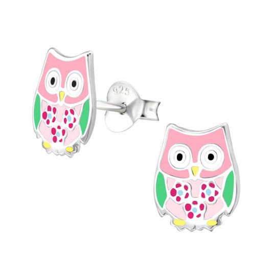 Owl earrings, 925 silver, 8x9mm