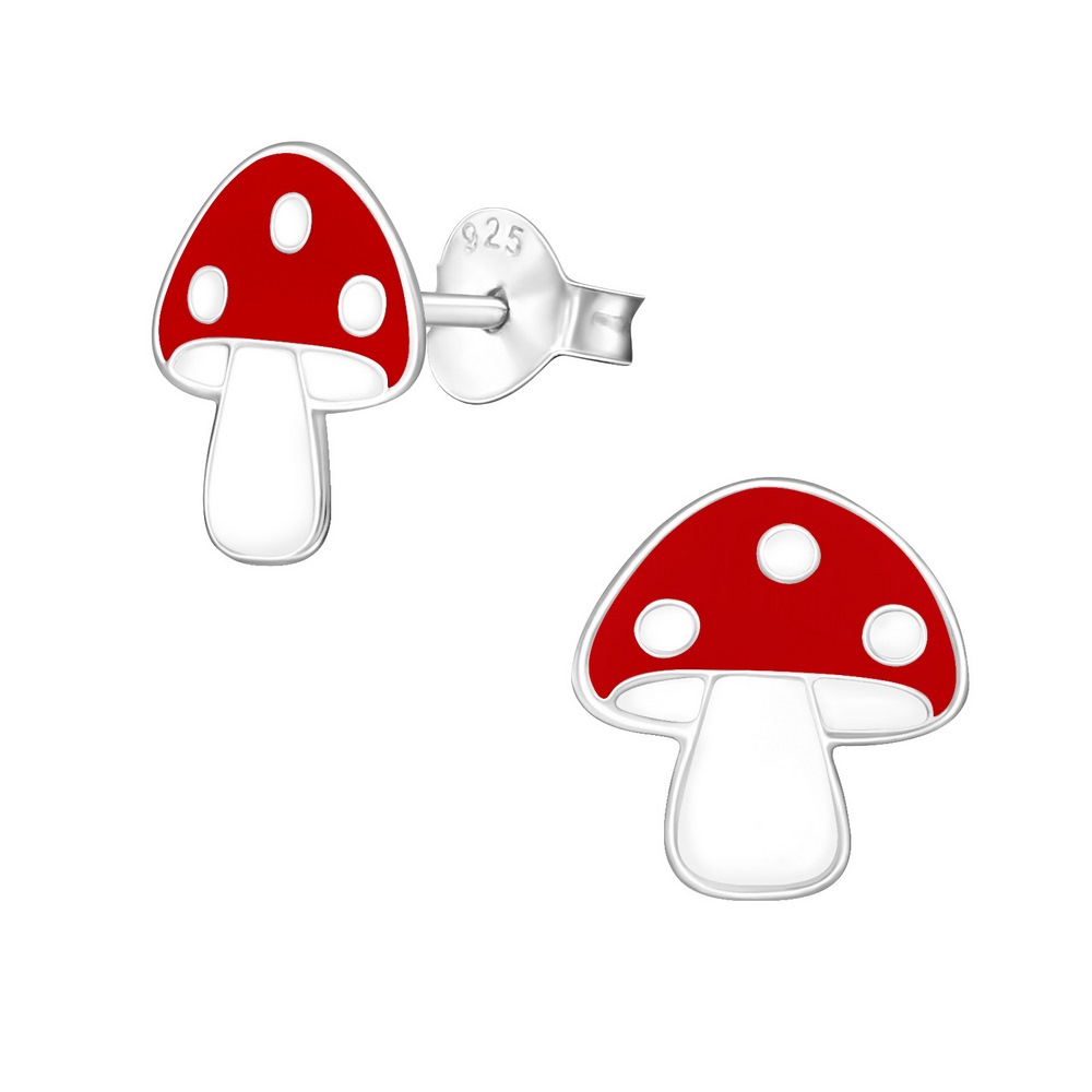 Mushroom earrings, 925 silver, 9x10mm