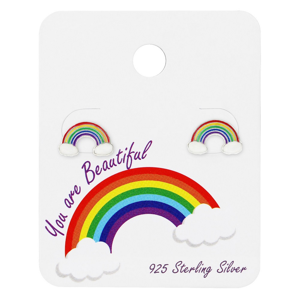 Rainbow earrings, 925 silver, 11x7mm