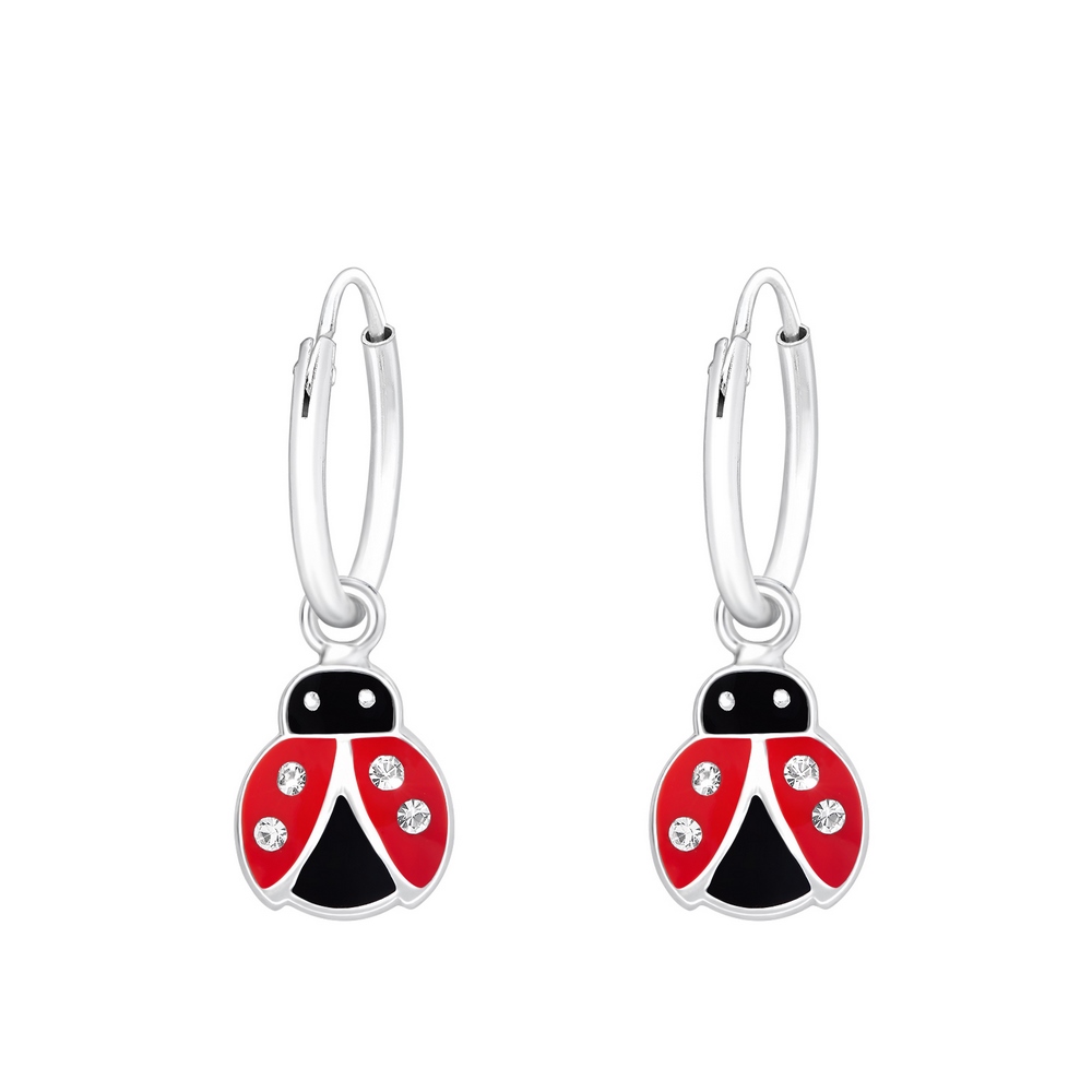 Ladybug earrings, 925 silver, 7x8mm