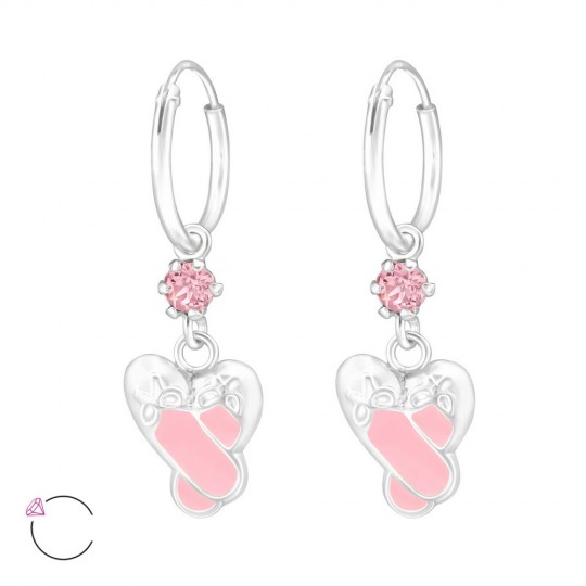 Cercei pentru copii papucei de balerina, argint 925, 9x11mm