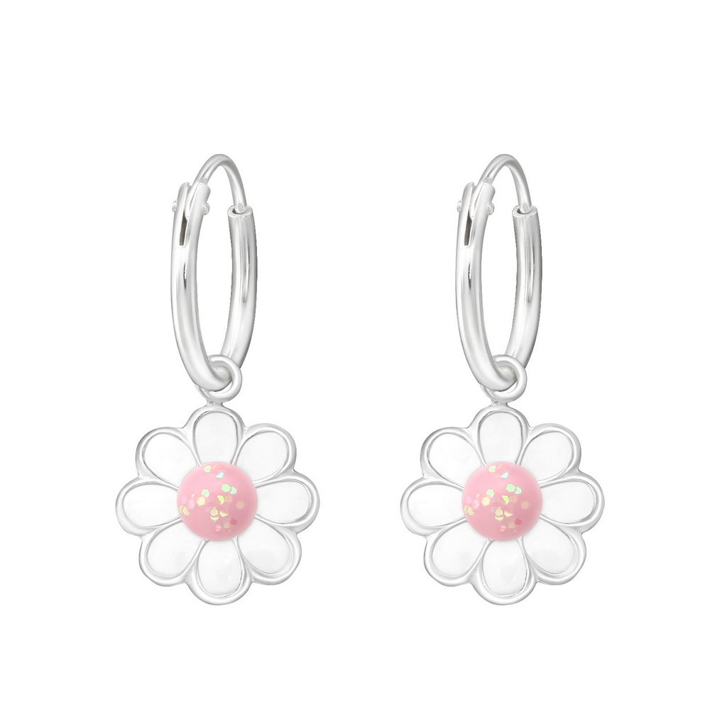 Flower earrings, 925 silver, 11x11mm