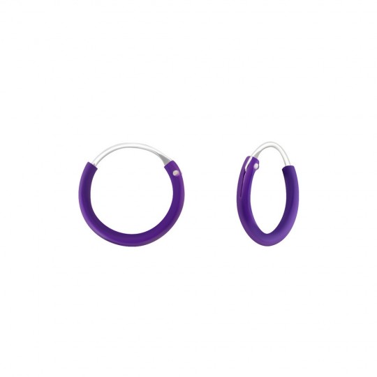 Mauve ear hoops earrings, 925 silver, 10x1mm